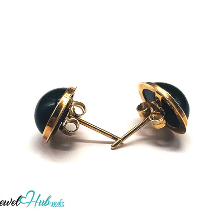 14K Gold Oval Onyx Stud Earrings – Quiet Confidence in Classic Form JH