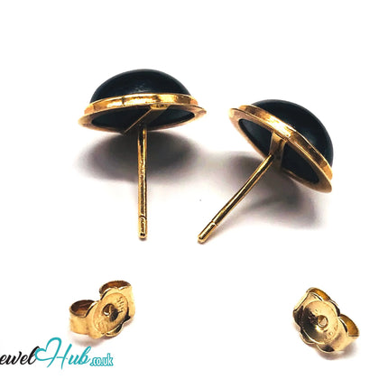 14K Gold Oval Onyx Stud Earrings – Quiet Confidence in Classic Form JH