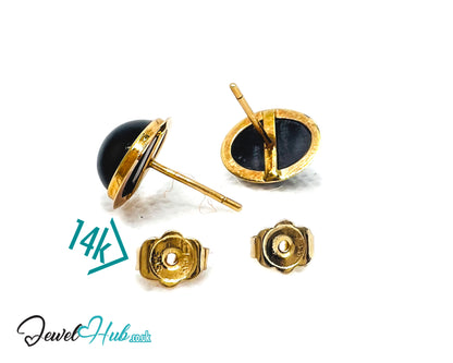 14K Gold Oval Onyx Stud Earrings – Quiet Confidence in Classic Form