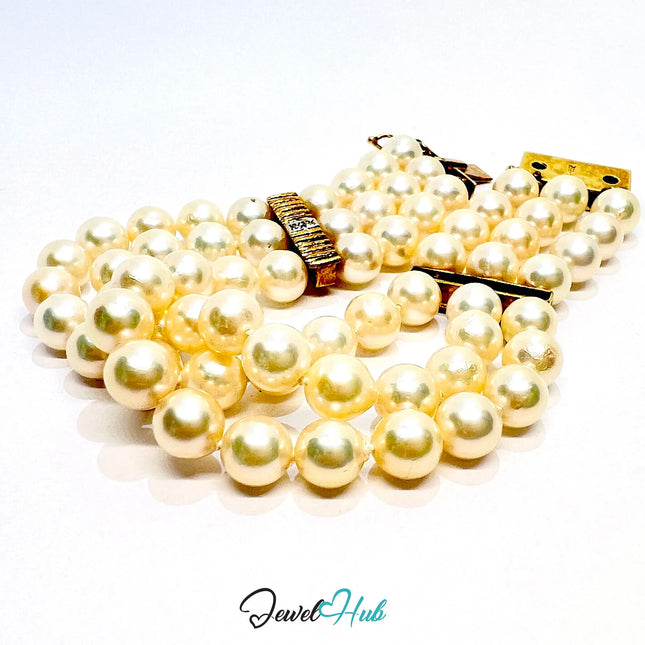 Lattice Pearl Bracelet · 14k Gold Clasp · 66 Natural Pearls · Statement Elegance JH