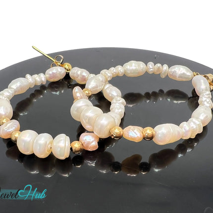 14k Freshwater Pearl Large Circle Hoop Earrings – Organic Radiance JH