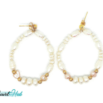 14k Freshwater Pearl Large Circle Hoop Earrings – Organic Radiance JH