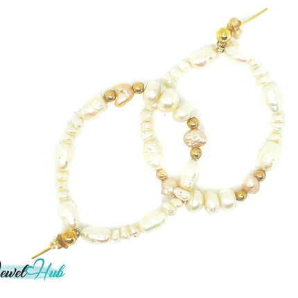 14k Freshwater Pearl Large Circle Hoop Earrings – Organic Radiance JH