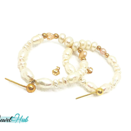 14k Freshwater Pearl Large Circle Hoop Earrings – Organic Radiance JH