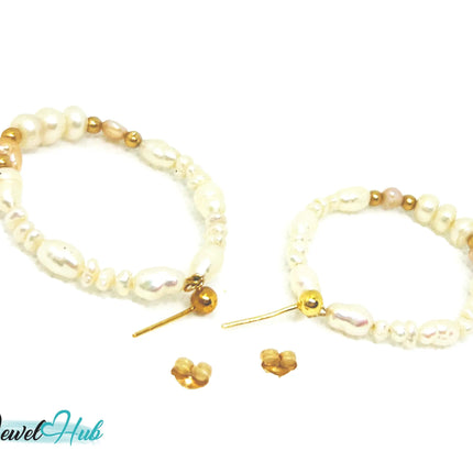 14k Freshwater Pearl Large Circle Hoop Earrings – Organic Radiance JH
