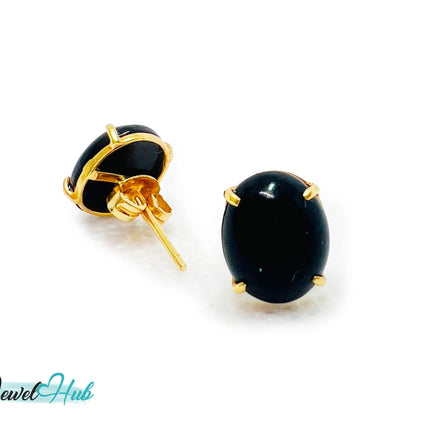 14k Gold Onyx Stud Earrings – Bold Simplicity in Black & Gold JH