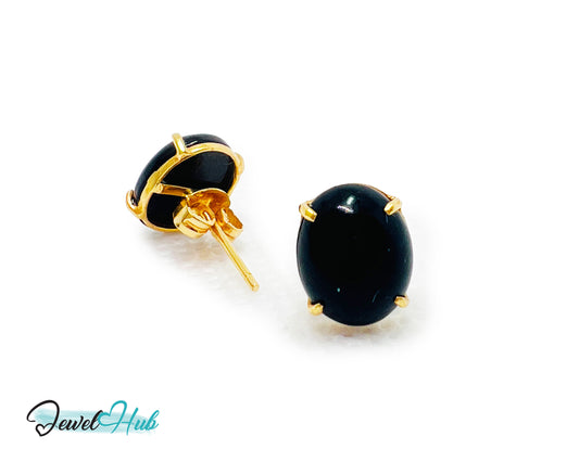 14k Gold Onyx Stud Earrings – Bold Simplicity in Black & Gold