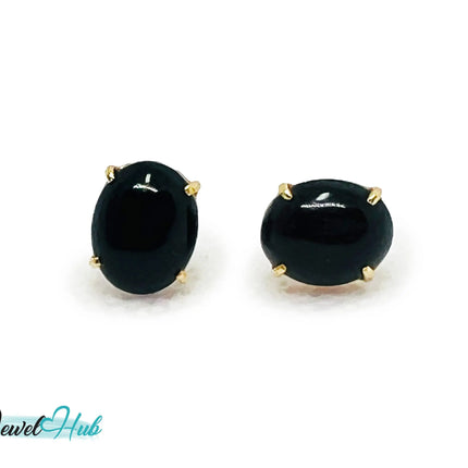 14k Gold Onyx Stud Earrings – Bold Simplicity in Black & Gold JH