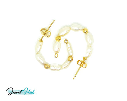 14K Solid Gold Freshwater Pearl Cascade Earrings – Lightweight & Sculptural Elegance