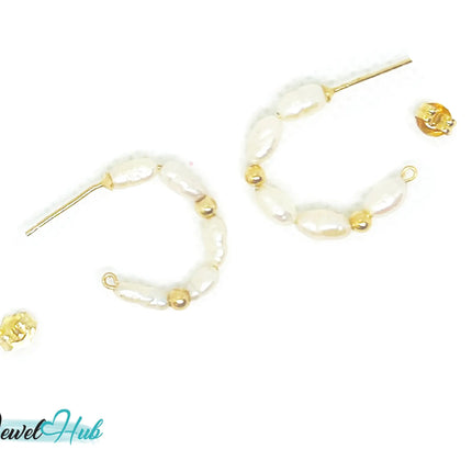 14K Solid Gold Freshwater Pearl Cascade Earrings – Lightweight & Sculptural Elegance JH