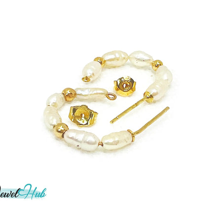 14K Solid Gold Freshwater Pearl Cascade Earrings – Lightweight & Sculptural Elegance JH