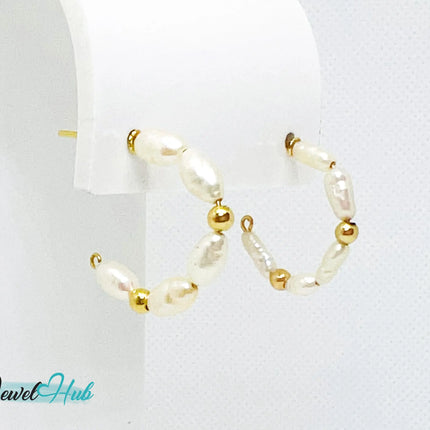 14K Solid Gold Freshwater Pearl Cascade Earrings – Lightweight & Sculptural Elegance JH