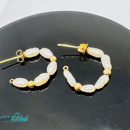 14K Solid Gold Freshwater Pearl Cascade Earrings – Lightweight & Sculptural Elegance JH