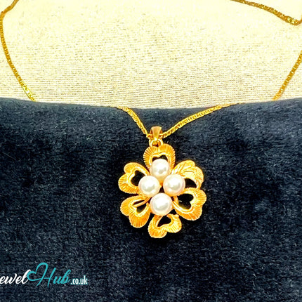 Golden Petals | Floral Elegance Pendant in 14K Solid Gold JH