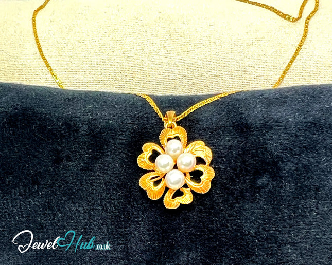 Golden Petals | Floral Elegance Pendant in 14K Solid Gold JH