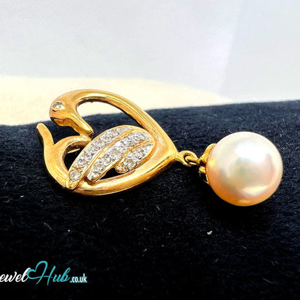 Pearl & Diamond Pendant in 14K Gold (Heartleaf Edition) JH