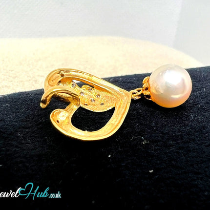 Pearl & Diamond Pendant in 14K Gold (Heartleaf Edition) JH