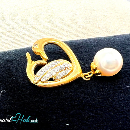 Pearl & Diamond Pendant in 14K Gold (Heartleaf Edition) JH
