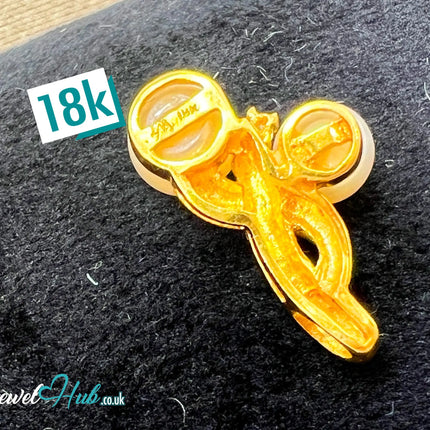 Twin Pearl Drop Pendant with Diamond in Solid 18K Gold JH