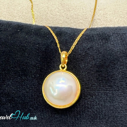 Blush Dawn | Large Pearl Pendant in 14K Solid Gold JH
