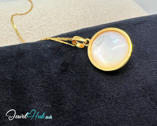 Blush Dawn | Large Pearl Pendant in 14K Solid Gold