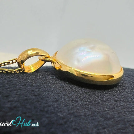Blush Dawn | Large Pearl Pendant in 14K Solid Gold JH