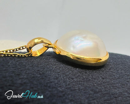 Blush Dawn | Large Pearl Pendant in 14K Solid Gold