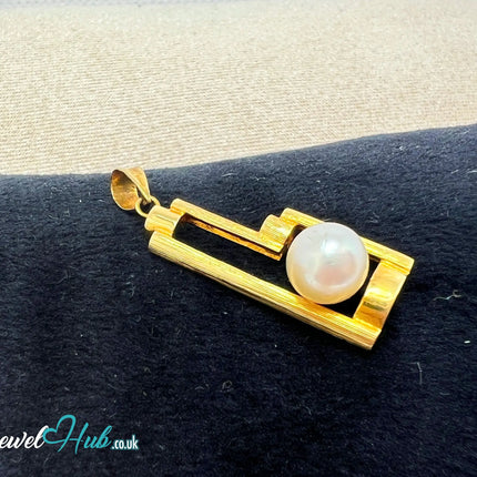 Orla | Modern Pearl Drop Pendant in 14K Solid Gold JH