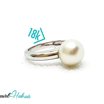 18K White Gold South Sea Pearl Ring – Hallmarked (750) | UK I½ US 4.5 | Legacy in a Luster JH