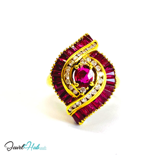 18K Gold Ruby Crest Ring · UK N · Signature Heirloom · Ceremony-Ready Brilliance - JewelHub