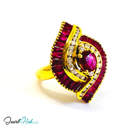 18K Gold Ruby Crest Ring · UK N · Signature Heirloom · Ceremony-Ready Brilliance - JewelHub