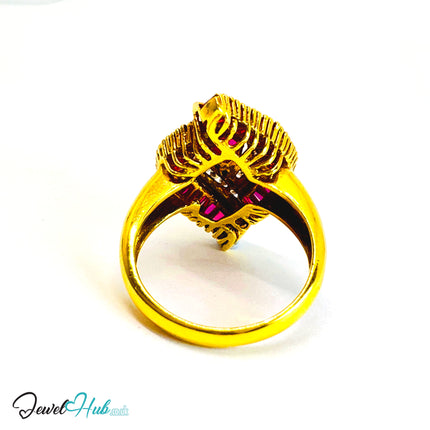 18K Gold Ruby Crest Ring · UK N · Signature Heirloom · Ceremony-Ready Brilliance - JewelHub