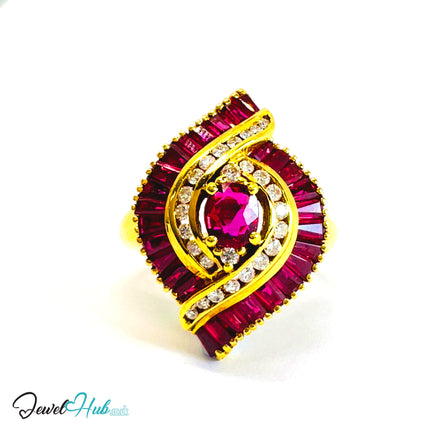 18K Gold Ruby Crest Ring · UK N · Signature Heirloom · Ceremony-Ready Brilliance - JewelHub