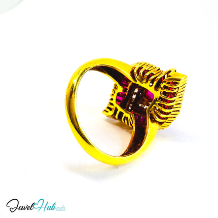 18K Gold Ruby Crest Ring · UK N · Signature Heirloom · Ceremony-Ready Brilliance - JewelHub