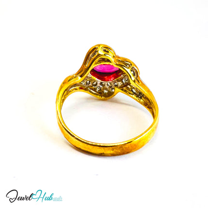14K Gold Ruby Halo Ring · UK O · 1.38ct Gemstone · Floral Crest Design - JewelHub