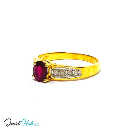 18K Gold Ruby Accent Ring · UK L · US 6 · 8 Diamond Accents · 2.46g Total Weight - JewelHub