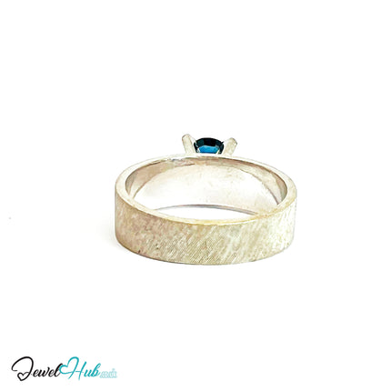14K White Gold Sapphire & Diamond Ring · ~1.25ct Sapphire · UK N · US 7 · Trio-Set Architectural Band - JewelHub