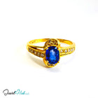 14K Gold Sapphire & Diamond Ring · 0.75ct Oval Sapphire · UK Q · US 8.25 · Minimalist Halo Band - JewelHub