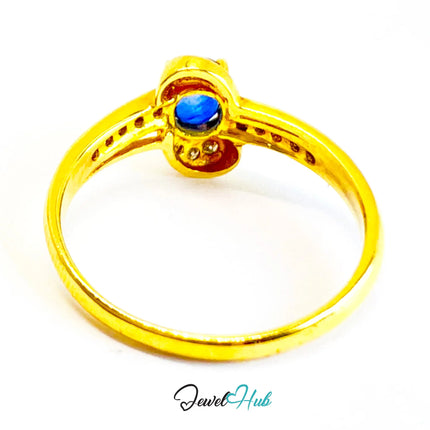 14K Gold Sapphire Diamond Ring · 0.75ct Oval Sapphire · UK Q · US 8.25 · Minimalist Halo Band JH