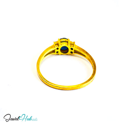 14K Gold Sapphire & Diamond Ring · 0.6ct Oval Sapphire · UK N · US 7 · Trio-Set Split Shank - JewelHub