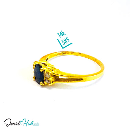 14K Gold Sapphire & Diamond Ring · 0.6ct Oval Sapphire · UK N · US 7 · Trio-Set Split Shank - JewelHub