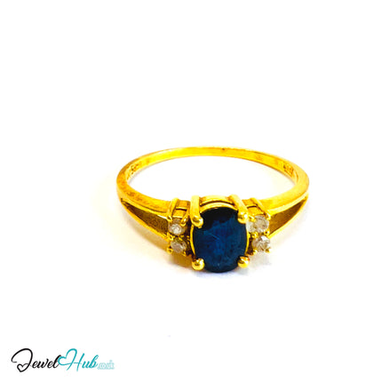 14K Gold Sapphire & Diamond Ring · 0.6ct Oval Sapphire · UK N · US 7 · Trio-Set Split Shank - JewelHub