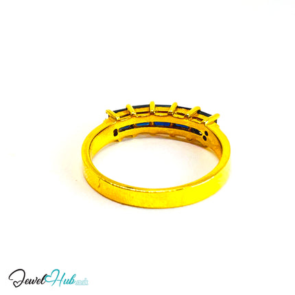 18K Gold Sapphire & Diamond Ring · 1.75ct Square-Cut Sapphires · UK O · US 7.5 · Geometric Row Design - JewelHub