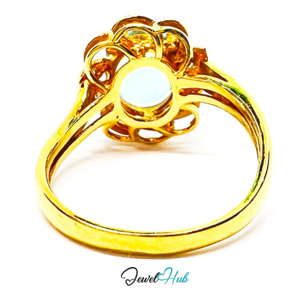 14K Gold Swiss Blue Topaz Ring – Hallmarked  (585) Centre Stone 4.19ct  | UK L US 6 | with Diamond Accents JH