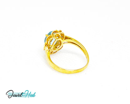 14K Gold Swiss Blue Topaz Ring – Hallmarked  (585) Centre Stone 4.19ct  | UK L US 6 | with Diamond Accents