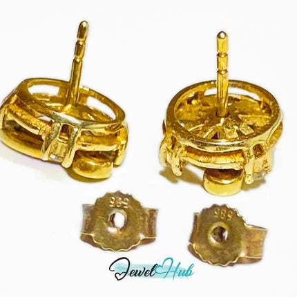 14k (585) Yellow Solid Gold Convertible Cabachon Ruby Earrings JH