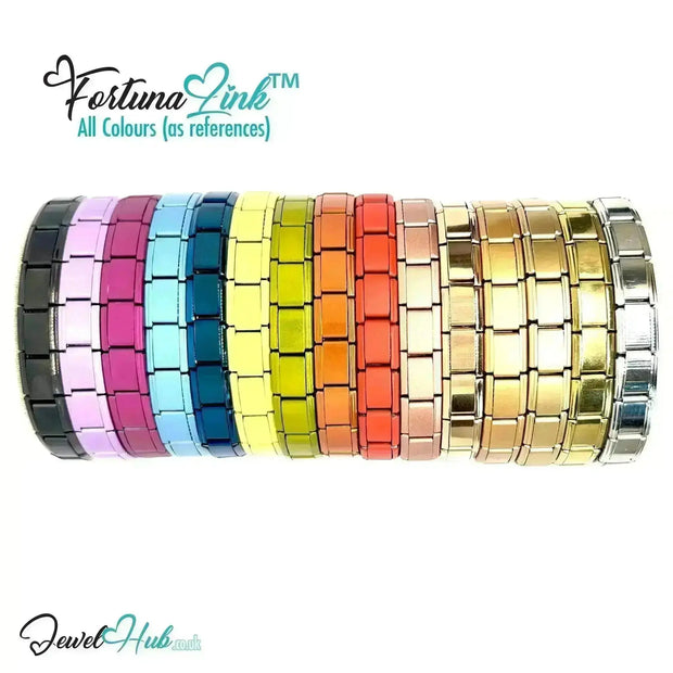 FortunaLink™ Modular Italian Bracelet – Gold Matte Finish, 18 Stainless Steel Links for Charm Stacking - JewelHub.co.uk