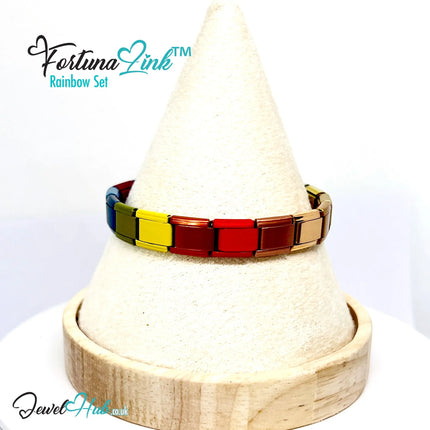 FortunaLink™ Rainbow Set – Modular Italian Bracelet in 9 Vibrant Colours - JewelHub.co.uk