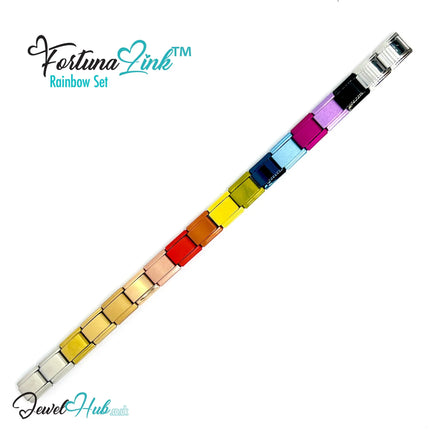 FortunaLink™ Rainbow Set – Modular Italian Bracelet in 9 Vibrant Colours - JewelHub.co.uk