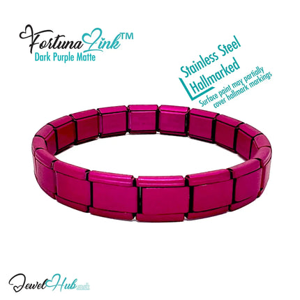 Dark Purple Matte Italian bracelet by the FortunaLink™ Tile Collection (18 links) - JewelHub.co.uk